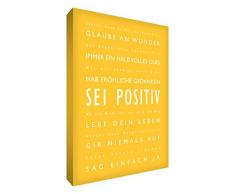 Little Helper BP1216-06G Feel Good Art Wandschmuck aus starker Leinwand im modernen typographischen Stil Sei Positiv, 40 x 30 cm, gelb