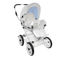 Eichhorn Buggy 419RFS-K086-AIR-0 Sportwagen mit Lederriemengestell mit Schiebehöhenverstellung Kunstledervariante, Luftrad, weiß/bleu