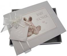 Baby Dusche, klein Foto Album, silber Bunny