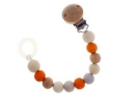 Hess Holzspielzeug 13720 - Schnullerkette aus Holz, für Babys ab 0 Monaten, mit Silikonring, nature orange, ca. 21 x 3 x 2 cm