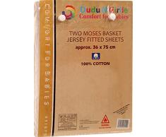 DuDu N Girlie Moses Korb dickem Jersey Spannbettlaken, 2-teilig, cremefarben/Rosa