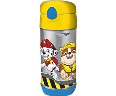 PAW PATROL 18960 Thermosflasche aus Edelstahl mit Strohhalm, 360 ml