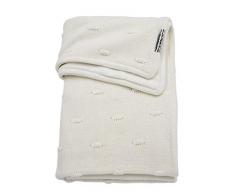 Meyco 2754050 Babydecke Winter gestrickt mit Velvet und Knoten 100x150 cm, weiß