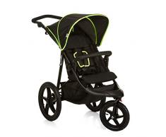 Hauck Runner Dreirad Jogger Buggy bis 25 kg mit Liegefunktion ab Geburt, große Lufträder für jedes Terrain, höhenverstellbarer Schiebegriff, kompakt zusammenfaltbar, schwarz/neon-gelb