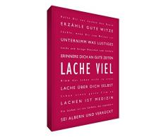 Little Helper LM128-05G Feel Good Art Wandschmuck aus starker Leinwand im modernen typographischen Stil Lache Viel, 30 x 20 cm, rosarot