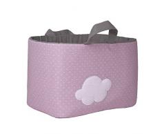 Funny Baby 623213 – juguetero gepolstert 30 x 45 x 27 cm, Design Spots und Cloud, Pink