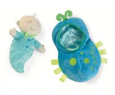 Manhattan Toy Snuggle Pod Snuggle Bug Erstes Babypuppe mit gemütlichem Schlafsack für Alter von 6 Monaten und mehr