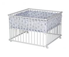 Schardt 02 015 00 02 007 1/770 Laufgitter Basic, Buche massiv, inklusiv Einlage Schäfchen, 100 x 100 cm, grau