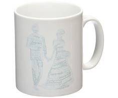 Feel Good Art Keramik Tasse in Modernes typographisches Design (blau Töne)