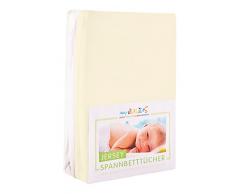 Julius Zöllner Jersey Spannbetttuch Doppelpack für das Kinderbett, Gr. 60x120 / 70x140, ecru & weiß