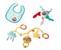 Unser Sandmännchen 504172 Sandmann Sternenquitscher & Kinderwagen-Kette & Lätzchen Set, mehrfarbig