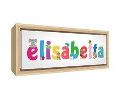 Little Helper Kunstdruck auf gerahmter Leinwand Holz natur, Position personalisierbar mit Namen Mädchen Elisabeth 25 x 63 x 3cm mehrfarbig