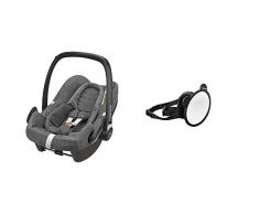 Maxi-Cosi Rock Babyschale, sicherer i-Size Kindersitz, Gruppe 0+ (0-13 kg), nutzbar ab der Geburt bis 12 Monate, sparkling grey + großer Baby Rückspiegel, passend für alle Autos