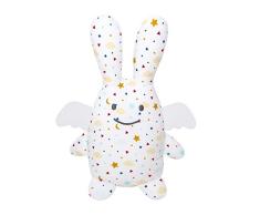 Trousselier - Plüschtier mit Rassel - Engelhase - 20 cm hoch - Baumwollbedruckte Sterne - Chic - Ideales Geburtsgeschenk - Maschinenwaschbar - Farbe weiß