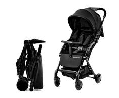 Kinderkraft Kinderwagen PILOT, Liegebuggy, Sportwagen, Innovatives Klappsystem, Kleine Maße nach Zusammenklappen, Zentralbremse Tragegurt, Drehbare Vorderräder, Schwarz