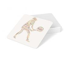 Feel Good Art Hochglanz Untersetzer in Modernes typographisches Tennis Player Design (Herbstliche Töne)