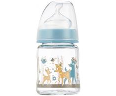 NIP Weithalsflasche mit Anti-Kolik Sauger: Baby Trinkflasche mit ACTIFLEX- System, Made in Germany, BPA-Frei, Glass, Einheitsgröße, Saugloch M-mittlerer Trinkfluss, 120 ml, Boy