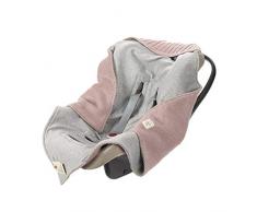 LÄSSIG Baby Strickdecke für Autositz Autositzdecke Einschlagdecke Babyschale 100% Bio-Baumwolle GOTS dusky pink