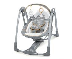 Ingenuity, Bella Teddy zusammenklappbare und tragbare Babyschaukel mit 5 Schaukelgeschwindigkeiten, 8 Melodien, 5-Punkt Sicherheitsgurt und hochwertigem Plüsch