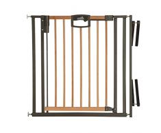 Geuther - Treppenschutzgitter ohne Bohren Easylock 2793+, für Kinder oder Hunde, zum klemmen, Metallrahmen, Holztür, 84,5 - 92,5 cm, weiß/silber
