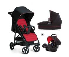 Hauck Rapid 4 Plus Trio Set 3 in 1 Kinderwagen Set bis 25 kg, isofix-fähige Babyschale, Babywanne mit Matratze ab Geburt, höhenverstellbarer Griff, klein faltbar, leicht, caviar/tango