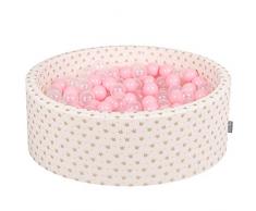 KiddyMoon Bällebad 90X30cm/200 Bälle ∅ 7Cm Bällepool Mit Bunten Bällen Für Babys Kinder Rund, Golden-Ecru: Rose/Transparent