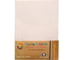DuDu N Girlie Baumwolle Jersey Kinderbett Spannbettlaken, 60 cm x 120 cm, 2-teilig, weiß