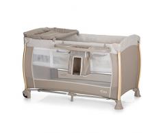 iCOO Starlight Reisebett ab Geburt bis 15 kg, mit Wickelauflage, Wickelstation, 2 Ebene, Rollen, Tasche, klein faltbar – Beige