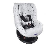 Original Dooky Light Grey Crowns Sitzbezug für Kindersitz universale Passform für viele gängige Modelle Altersgruppe 1+ 9 - 18kg für 3 und 5 Punkt Gurtsystem, grau