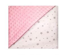 Sevira Kids – Kuscheldecke – Baby und Kinder – Minky – Ultra weich – hergestellt in Europa – Pflegeleicht – Geschenk zur Geburt – Rosa/bedruckt