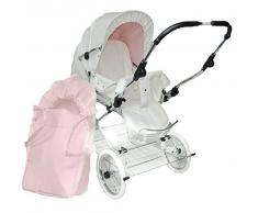 Eichhorn Buggy 419RFS-K081-EVA-STN Sportwagen mit Lederriemengestell mit Schiebehöhenverstellung Kunstledervariante mit Softtragenest, EVA-Rad, weiß/rosa