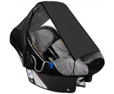 sunnybaby 11286 - Universal Sonnenschutz für Babyschale, Sonnendach mit Insektenschutz | UV Schutz UPF 50+ | vielseitig verstellbar | mit Eingriff - Farbe: SCHWARZ | Qualität: MADE in GERMANY