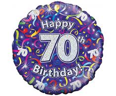 Suki Gifts 70. Geburtstag Luftschlangen Folienballon, violett, 45cm (18)
