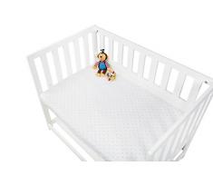 Pinolino 540024-2D Spannbetttücher für Wiegen, Anstellbettchen und Kinderwagen im Doppelpack Sternchen, Jersey, Uni, weiß/hellblau/blau