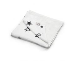 XKKO BMB130004A 2-Lagige Bambus Kinderdecke mit Winter- und Sommerseite, in Handarbeit bedruckt, mit ökologischer Geschenkverpackung,Bambus Babydecke mit Sterne, silber