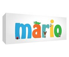 Little Helper MARIO1542-15DE Leinwanddruck Personalisiert mit Jungennamen, Mario, Klein, 15 x 42 X 4 cm