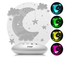 reer 52121 ColourLumy „Mond“ Nachtlicht für Kinder mit Acrylglas-Scheibe, Farbwechsel, drei Helligkeits-Stufen, Timer-Funktion, , grau