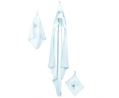 roba Handtuch Set Kleine Wolke blau, 3tlg, Baby Waschset, hochwertiges Frottee, Kapuzenhandtuch, Handtuch 30x30 cm, Waschlappen zum Baden und Pflegen, mit Schafapplikation