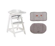 roba Treppenhochstuhl mitwachsend, Sit Up Click & Fun, Holz weiß, mit abnehmbarem Essbrett und Sitzverkleinerer Adam&Eule