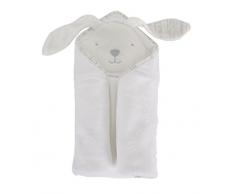 ToTs by Smartrike 180-104 Kapuzenhandtuch Classic, im lustigen Häschendesign, 80 x 80 cm, weiß/grau