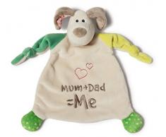 NICI Schmusetuch Hund ‚Mum+Dad=Me´ 25x25 cm – Hund Schnuffeltuch ab 0+ Monaten – Kuscheltuch für Babys & Kleinkinder – Baby Kuscheltier / Schnuffeltuch – Baby Schmusetuch für Mädchen & Jungen – 40037