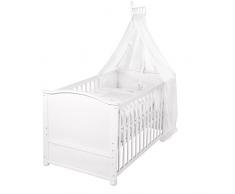 roba Komplettbett Set Fox and Bunny, Babybett weiß inkl. Bettwäsche, Himmel, Nest, Matratze, Kombi Kinderbett 70x140cm umbaubar zum Junior Bett