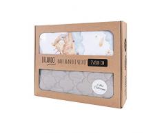 LULANDO VELVET Baby-/Krabbel-/Kuscheldecke, aus der Serie Art Collection, doppelseitige Kinderdecke, Decke, 100% Baumwolle, 75 x 100 cm, sleepy