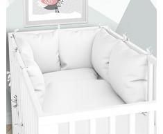 3-teiliges Set: Babybett-Wäsche 100x135 cm mit Spannbettlaken und Kissen-Nestchen - sechs Kissen samt Bezügen für das Babybett 70x140 cm