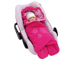 ByBoom - Einschlagdecke für die Übergangszeit und Sommer mit modernem Muster, Universal für Babyschale, Autokindersitz, z.B. für Maxi-Cosi, Römer, für Kinderwagen, Buggy oder Babybett; FUCHSIA/MUSTER