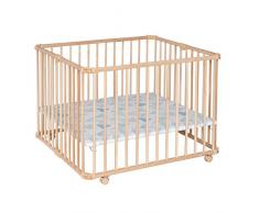 Geuther - Laufgitter Lucilee +, TÜV geprüft, höhenverstellbarer Laufstall, faltbar, gepolsterter Boden, Teppichrollen, 90,2 x 97,4 cm, natur, Prisma