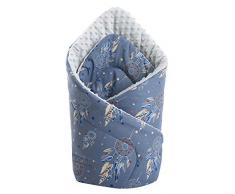 Einschlagdecke Steckkissen Minky 100% Baumwolle 75x75 cm Schlafsack doppelseitiges weich ganzjährig multifunktional antiallergisch Babys Medi Partners (Traumfänger mit grauen Minky)