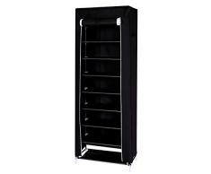 dibea WR00321 Faltschrank schmal 60 x 160 x 30 cm B-H-T, mit Vlieshülle schwarz, schwarz