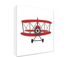 Feel Good Art Kunstdruck auf Leinwand, Motiv Flugzeug Grande - 51 x 51 x 4 cm rot/weiß