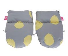 1 Paar Handwärmer Muffs für Kinderwagen - aus Softshell (Kleckse gelb)